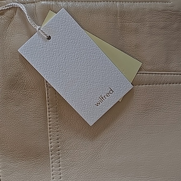 Aritzia Wilfred Melina Faux Leather Pants Beige Size Tall 16 - Picture 14 of 15